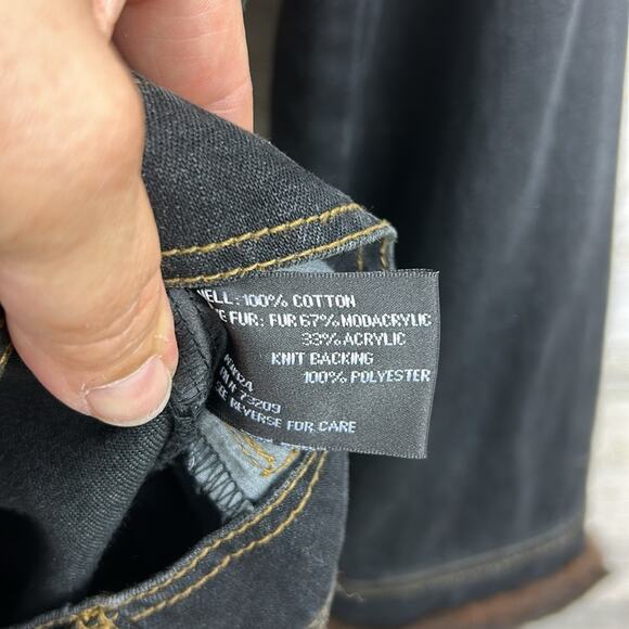 Dennis Basso Women’s XS Denim Jean Jacket Faux Brown Mink Fur Lining - Picture 8 of 10